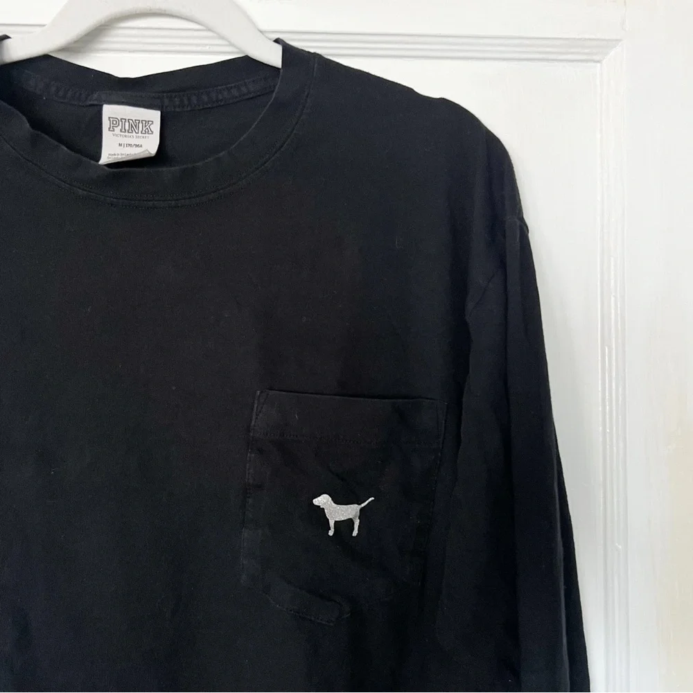 Victoria’s Secret PINK Black Sequins Bling Long Sleeve Tee | M - Picture 8 of 9